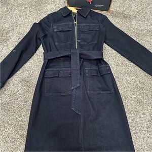 White House Black Market - Denim Zip Front Long Sleeve Dress - Size 6